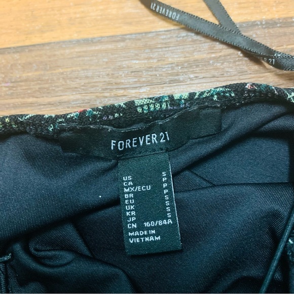 Forever 21 Black Floral Bodysuit Womens Sz S Strappy Mesh Sleeveless Top Stretch - Picture 4 of 7